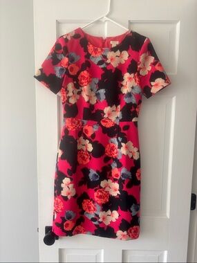 J. Crew Hot Pink Floral Sheath Dress